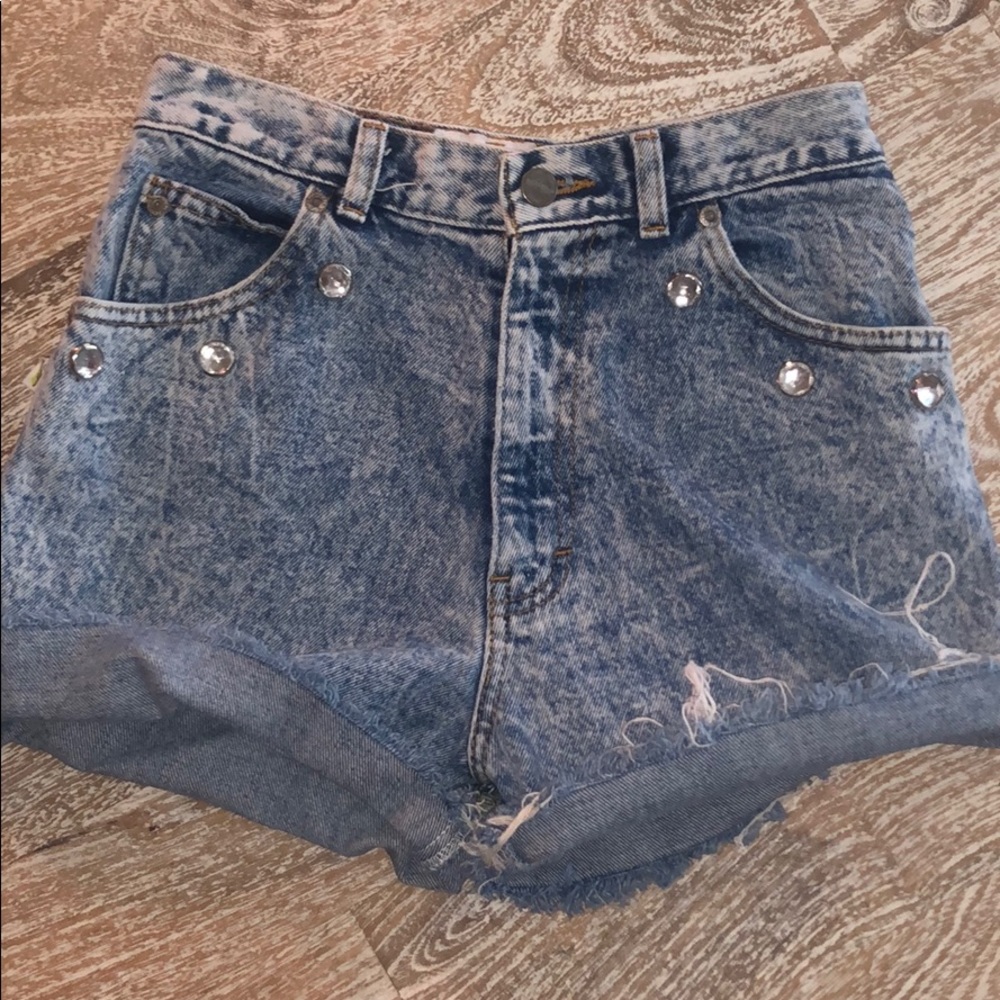Vintage stone washed rhinestone shorts XS 24”